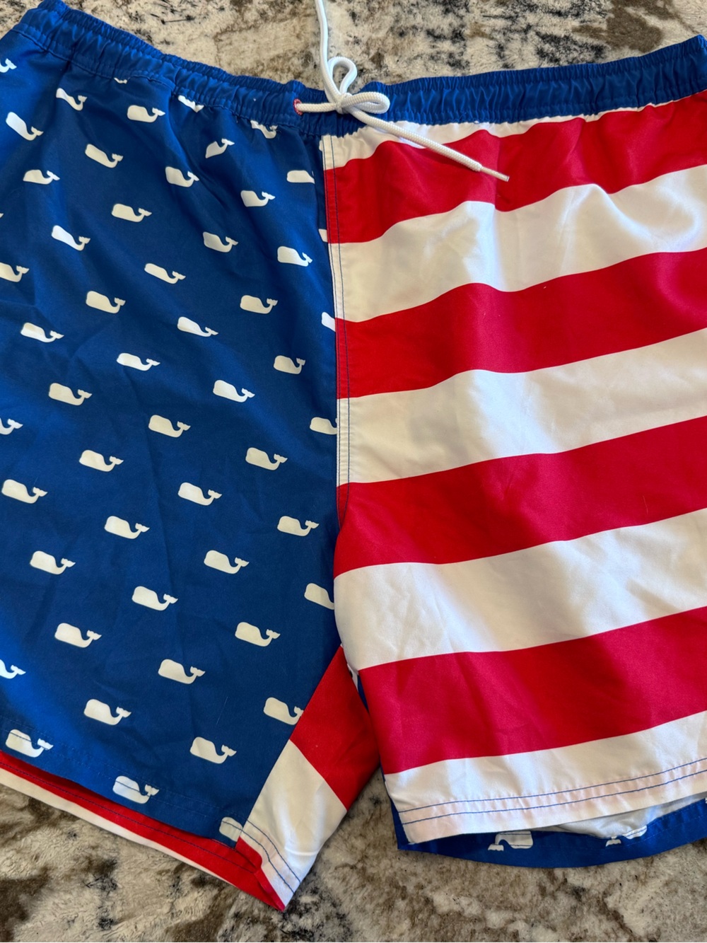 Vineyard Vines Red, White & Blue Striped Swim Shorts